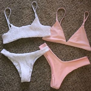 Zaful bikinis blush white small ruched Brazilian